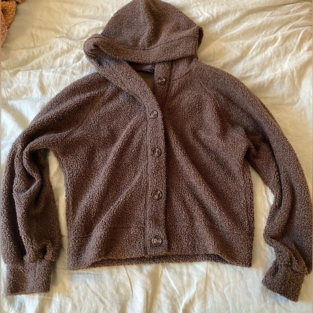 Fuzzy brown teddy hoodie 🤎